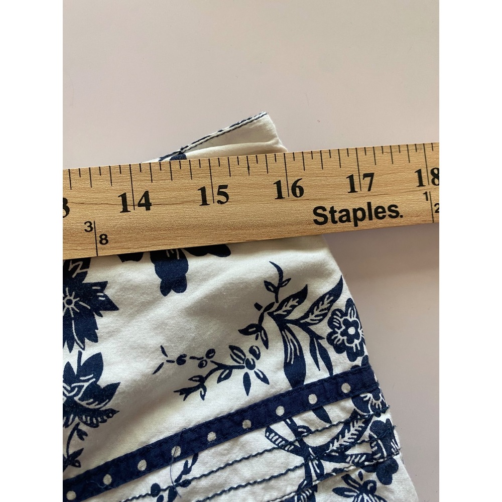 St Johns Bay Womens Blue White Floral Cotton A-Line Pleated Skirt Size 12 Toile - Picture 4 of 4